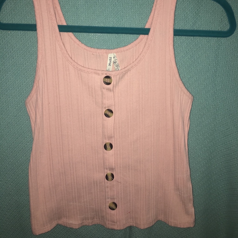 pink buttoned tank top